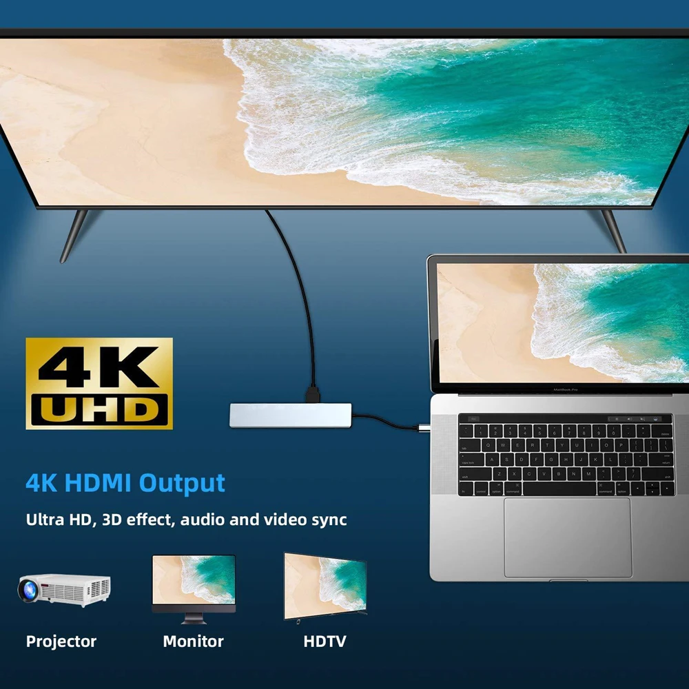 USB концентратор tebe типа C на 4K HDMI RJ45 SD/TD кардридер PD Быстрая зарядка 8 в 1