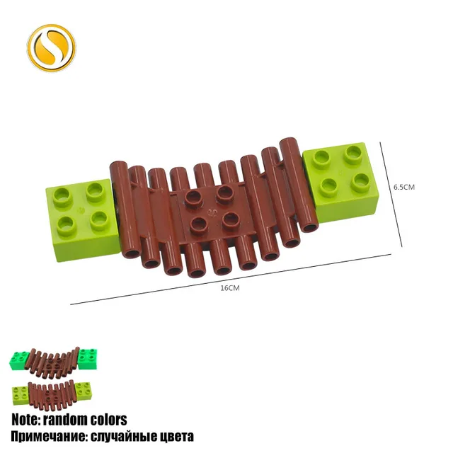 Big Building Block City Farm Architecture Accessories Fence Pillar Bridge Ladder Compatible Big Brick DIY Toys For Children Gift Wooden bridge