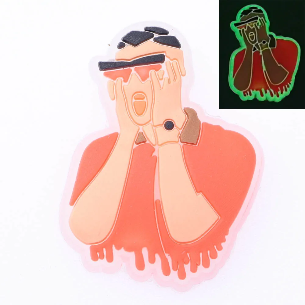 1pcs Glow in The Dark Croc Shoe Charms PVC Noctilucence Accessories Decoration Bad Bunny for Clogs JIBZ Button Charm Kids Gifts