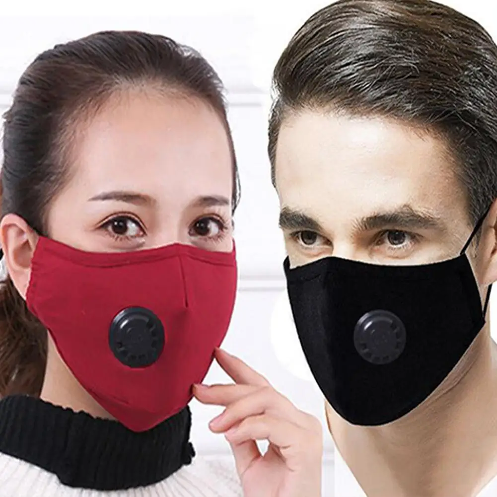 

TWISTER.CK 1PC PM2.5 Filter Face Mask Dustproof Cotton with Breathing Valve Anti Dust Allergy Hanging Face Mask
