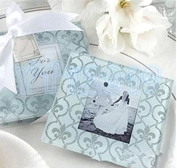 

80sets=160pcs/lot Classic Glass Coasters/Photo Frame, Wedding Favors Gifts