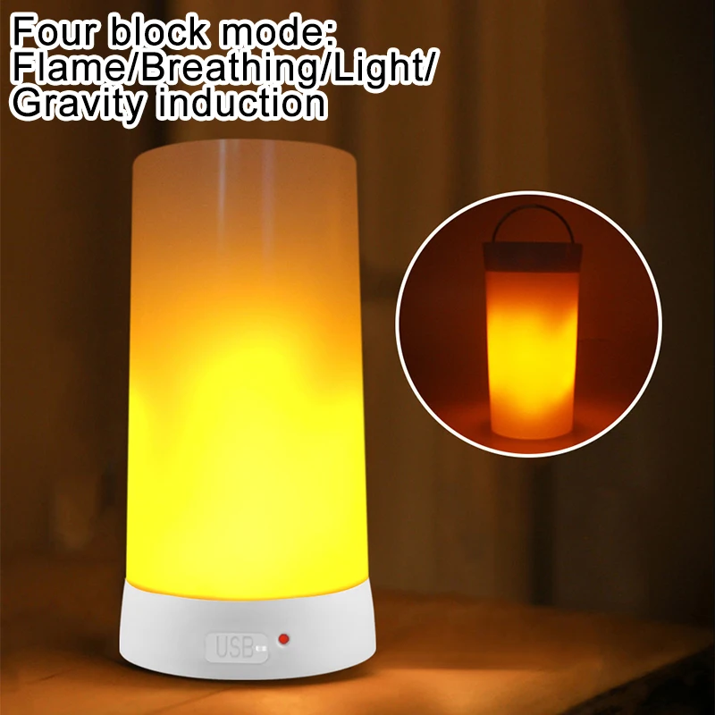 

Rechargeable LED Light Flame Decorative 1200MA Lithium Battery USB Cable 4 Modes Home Table Light Display Lamp Shades