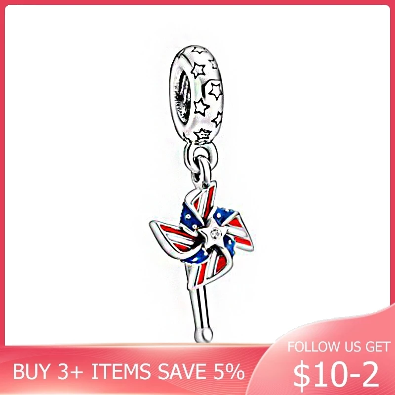 2020 New Summer silver color American Pinwheel Dangle Charms Beads fit Original Pandora Bracelets Women DIY Jewelry | Украшения и