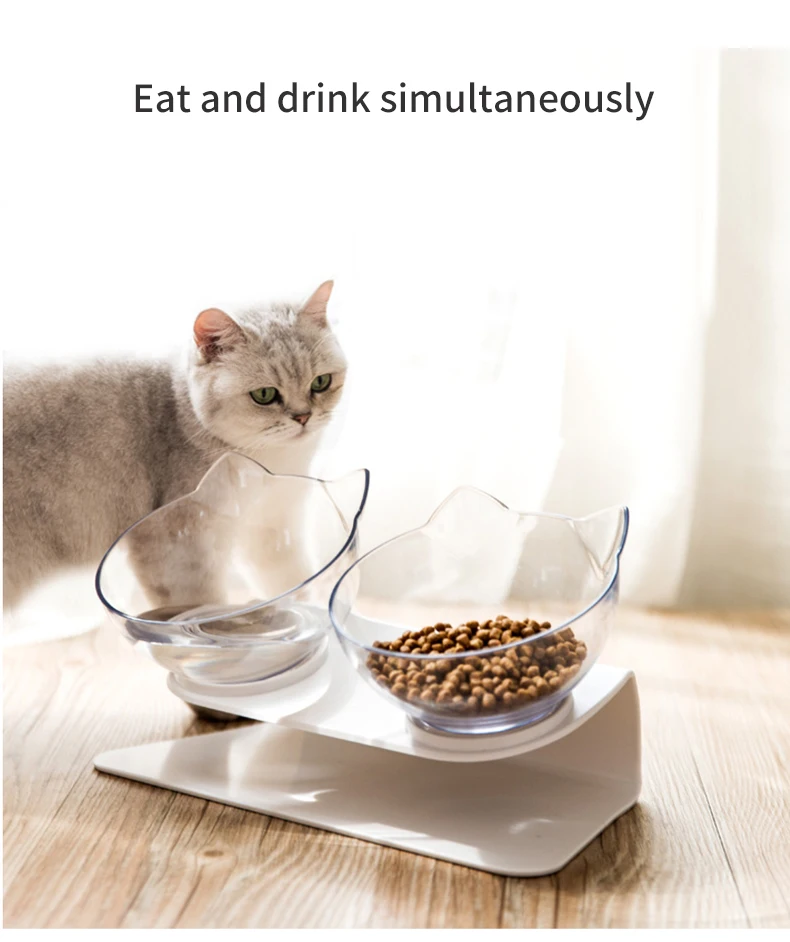 Нескользящие кошачьи миски двойные чаши с приподнятая подставка для домашних животных еда и миски для воды для кошек кормушки для собак миска для кошки товары для домашних животных