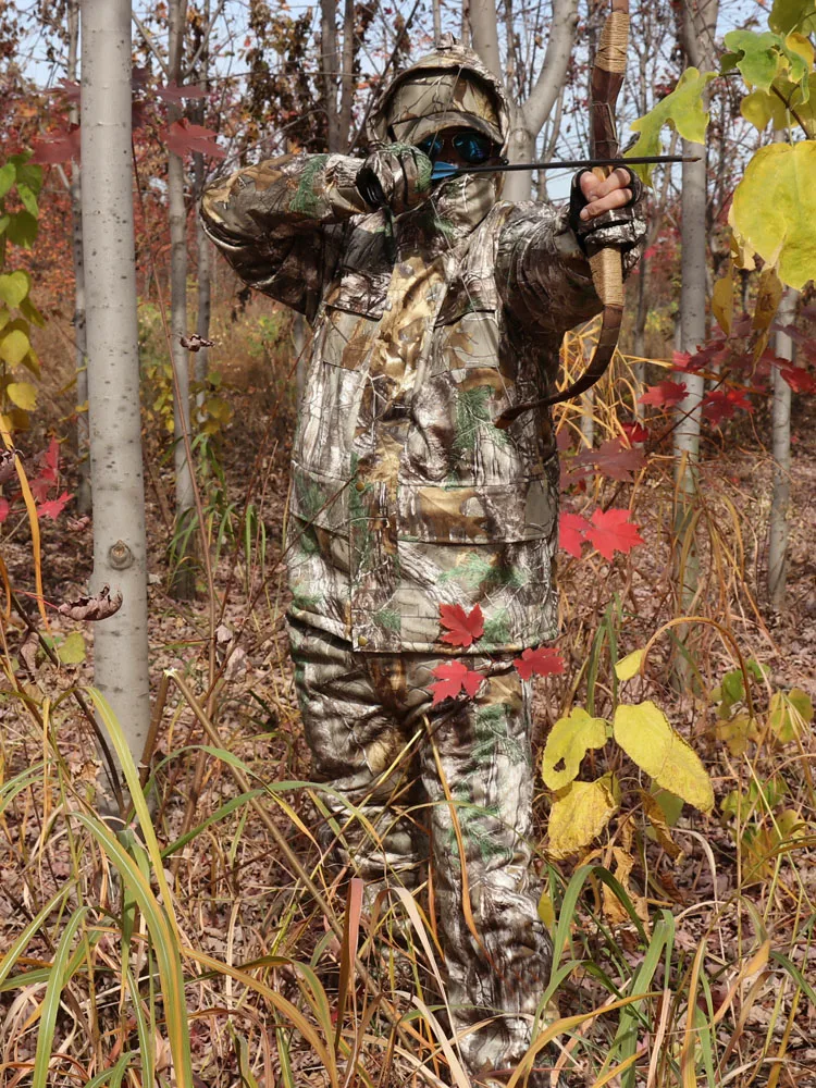 Winter Cold-proof Fishing Cotton Padded Velvet Thick Warm Rain-proof Padded Jacket Fishing And Hunting Bionic Camouflage Suit Ma