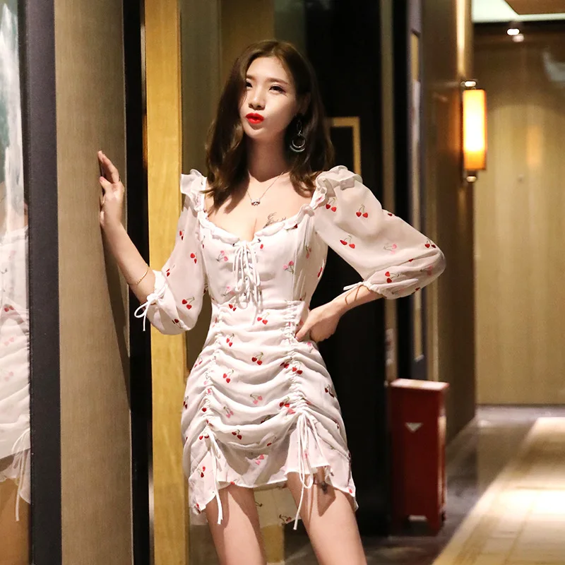 2019KTV ночной клуб Женская мода Темперамент шифон вышитая сумка Хип короткое ночной клуб бар сексуальное платье - Цвет: Белый