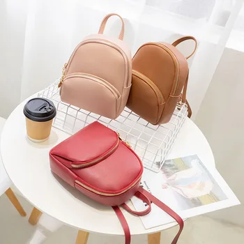 

Small Backpack Girl Women PU Leather Shoulder Bag Summer Multi-Function Mini Headphone Hole Backpacks Female Bagpack Bag