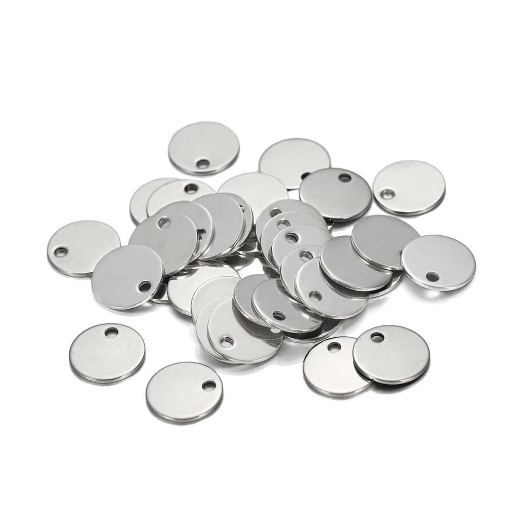 10-50pcs 6-30mm Stainless Steel Charms Round Dog Tag Pendant Stamping Blanks Pendants For Custom Necklaces DIY Jewelry Making