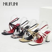 

NIUFUNI 2022 Summer New Style Square Toe French High Heel Sandals Fairy Style Set Toe Sexy Women's Shoes Size 35-40 Party