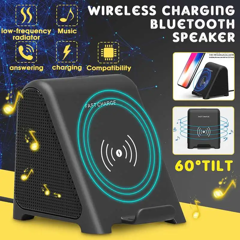 Портативный bluetooth аудио и видео динамик s Qi быстрая Беспроводная зарядка подставка зарядное устройство с bluetooth динамик для всех телефонов