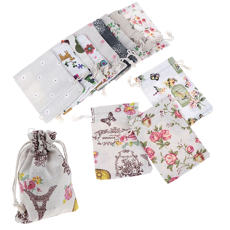 5PCS/lot Mini Jute Drawstring Burlap Storage Bags Party Christmas Gift Jewelry Pouches Packing Bag Drawstring Bags Wholesale