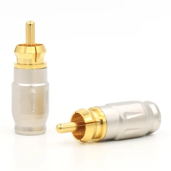 

Hifi audio Gold Plated Copper RCA plug hi-end 5MM diameter rca cable plug adapter connector audio cable plug