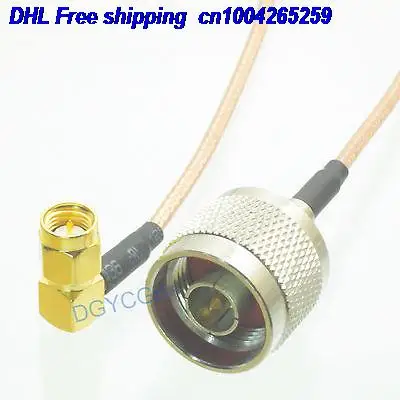 

DHL 50pcs N male plug to SMA male plug right angle RG316 Jumper pigtail 6" cable 22j