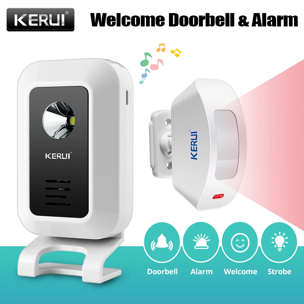 Kerui m7 campainha da porta bem-vindo carrilhão sem fio sensor de movimento da porta alarme para loja em casa