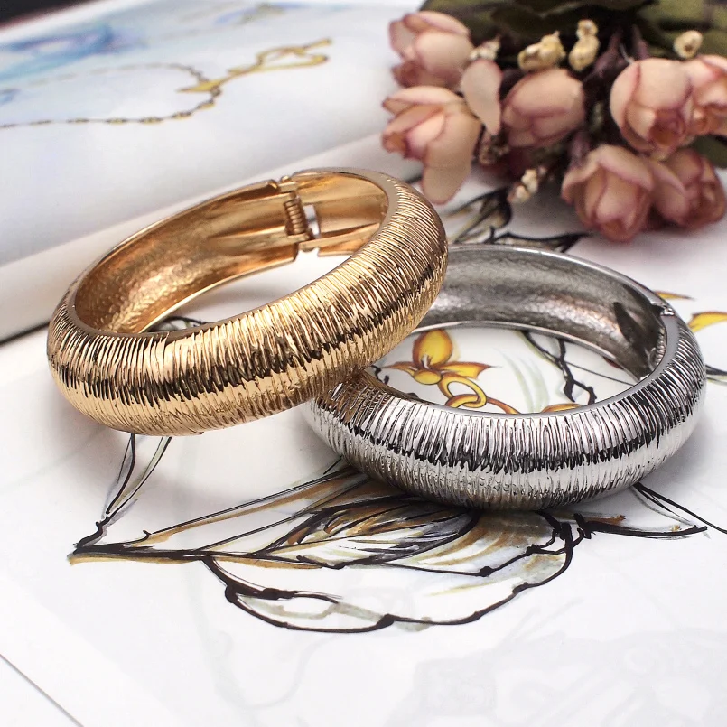 Alloy Statement Cuff Bangles Bracelets Women Punk Metal Jewelry Manchette femme Gift bangle bracelet