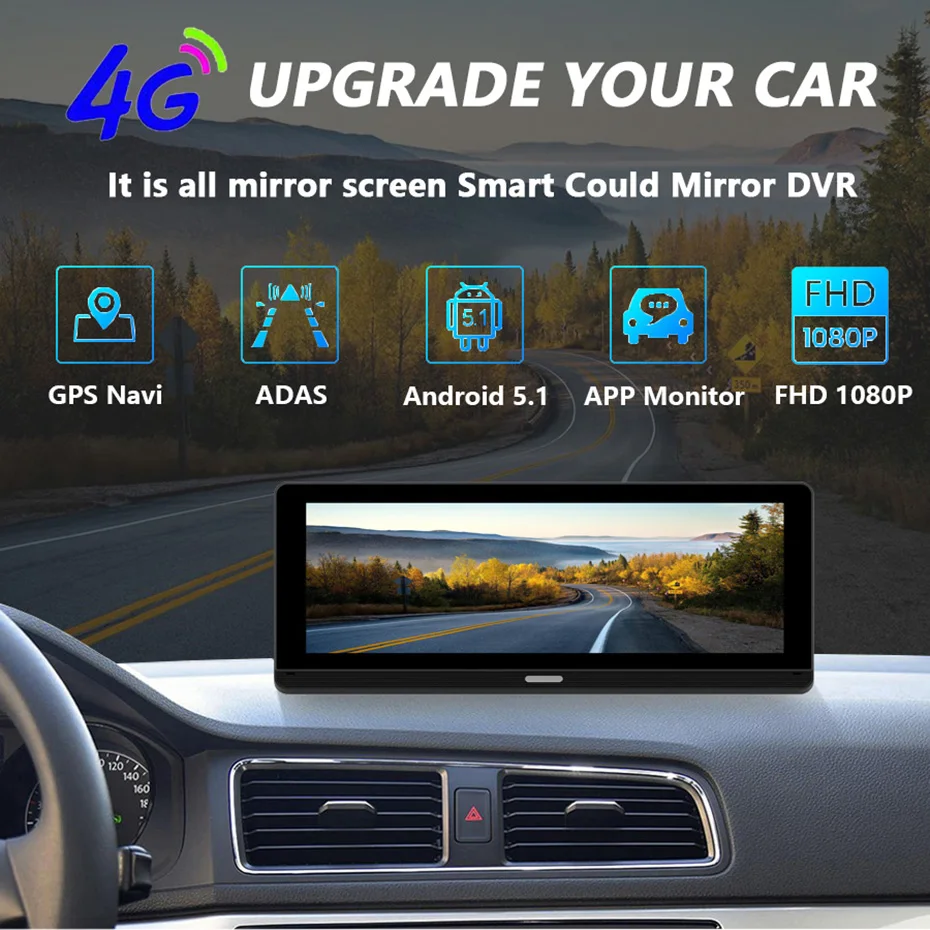 Автомобильный видеорегистратор QUIDUX " ips 4G Android, камера с gps навигацией, ADAS Full HD 1080 P, Автомобильный видеорегистратор с камерой заднего вида