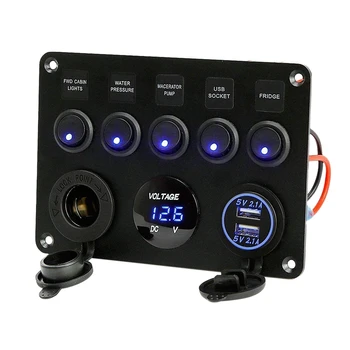 

5-Digit Cat Eye Switch Panel Group Cassette with Fuse Box Car Modified Car Combined Charger Panel