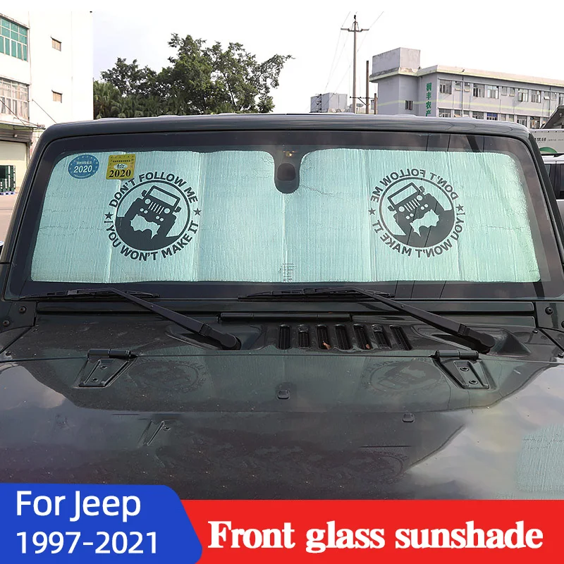 Front Glass Sunshade For Jeep 1997-2021 Aluminum Foil Car Instrument Protection Insulation Sun Decorative Accessories | Автомобили и