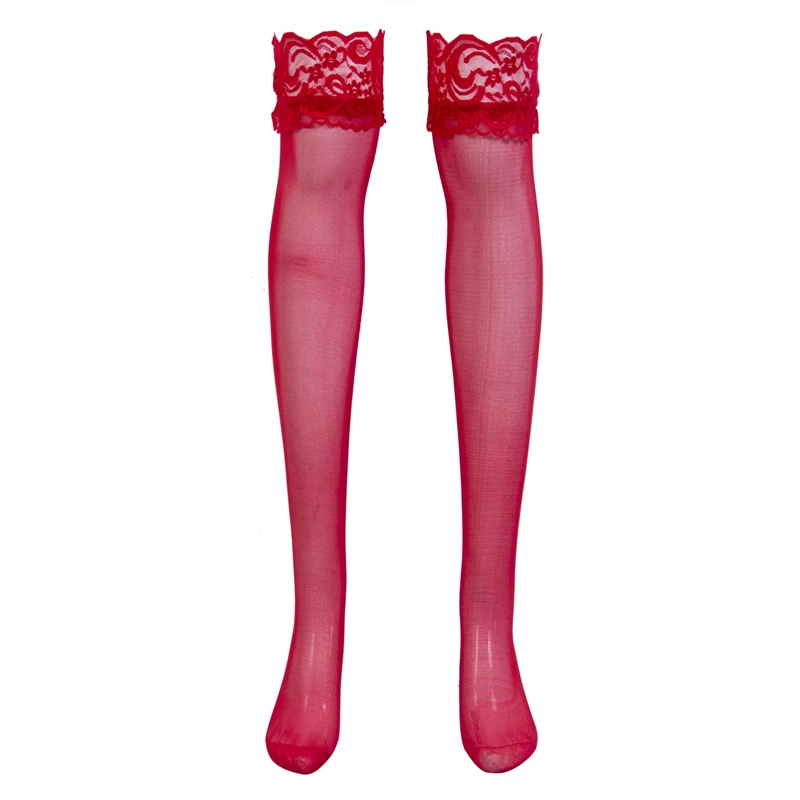 Women Lace Ultra-thin Hold-ups Stockings Thigh Highs Border Knee High Stockings Sexy Party Clubwear Multi-color for Ladies - Цвет: As picture shows