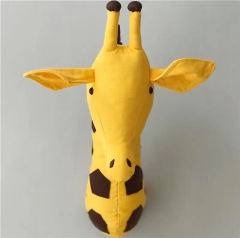 Giraffe Elephant Zebra 3D Animal Heads Wall Mount Hanging Stuff Plush Felt Artwork Kindergarten Kids Room Decor Dolls Photo Props (16)