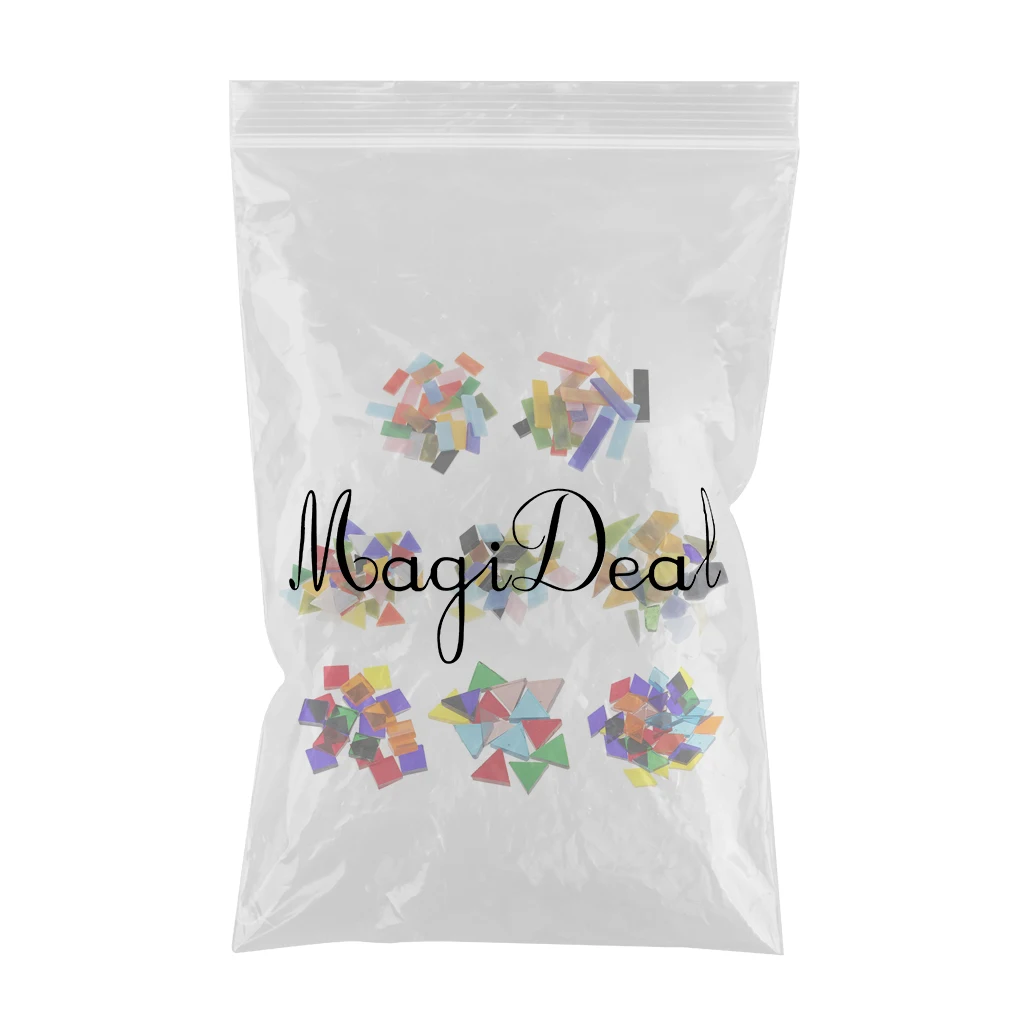 10x20mm Rectangle Mosaic Tiles Stained Glass Pieces Supplies for Kids Crafts Stones Bulk, Colored, Set of 150Pcs