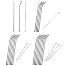2/4/6/8 шт. многоразовые питьевые соломки, Нержавеющая сталь металлическая соломинка с 1/2/3 Чистящая Щетка Наборы для дома вечерние Барные аксессуары