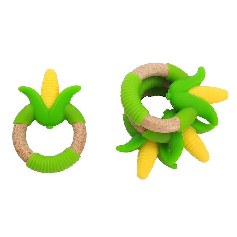 Chenkai 5PCS Silicone Corn Teether Baby Cute Toothbrush Dummy Chewing Sensorying Food Grade DIY Chew Bracelet Necklace Kids Toys