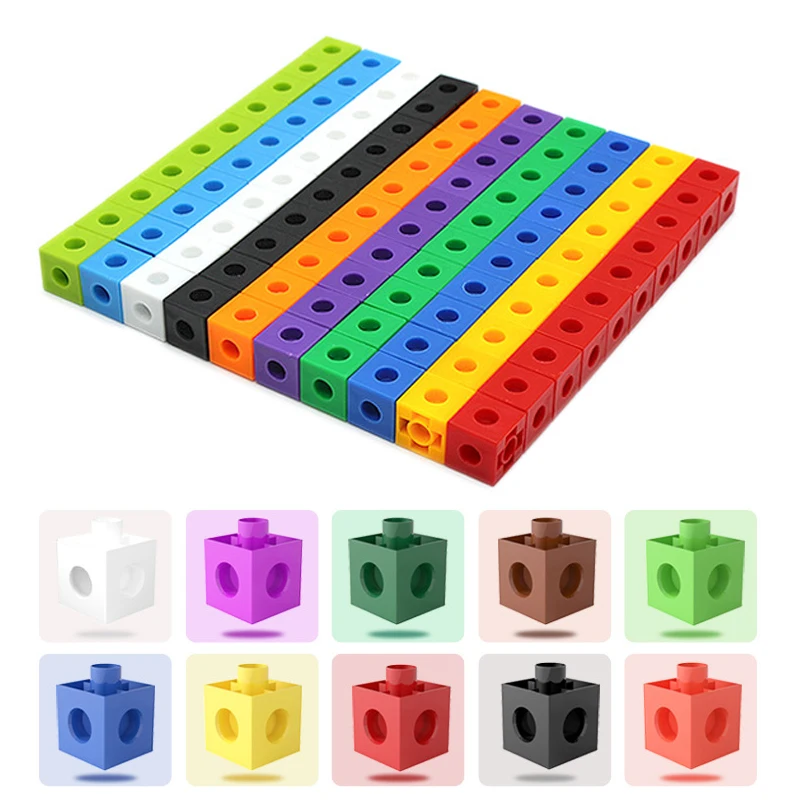 Children Math Cubes Montessori Toys Geometric Counting Link Cubes Snap Blocks Stacking Games Fine Motor Training Sensory Toys 4