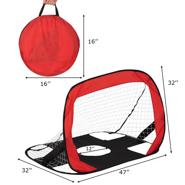2 in 1 Kids Soccer Goal Net Portable Pop Up Soccer Target Outdoor Sports w/Bag 2