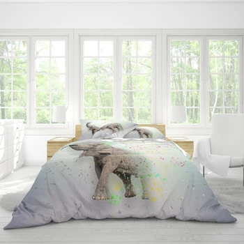 

Double bed quilt cover 200cmx200cm bedding elephant pattern pillowcase three-piece set can be customized large pattern soft and