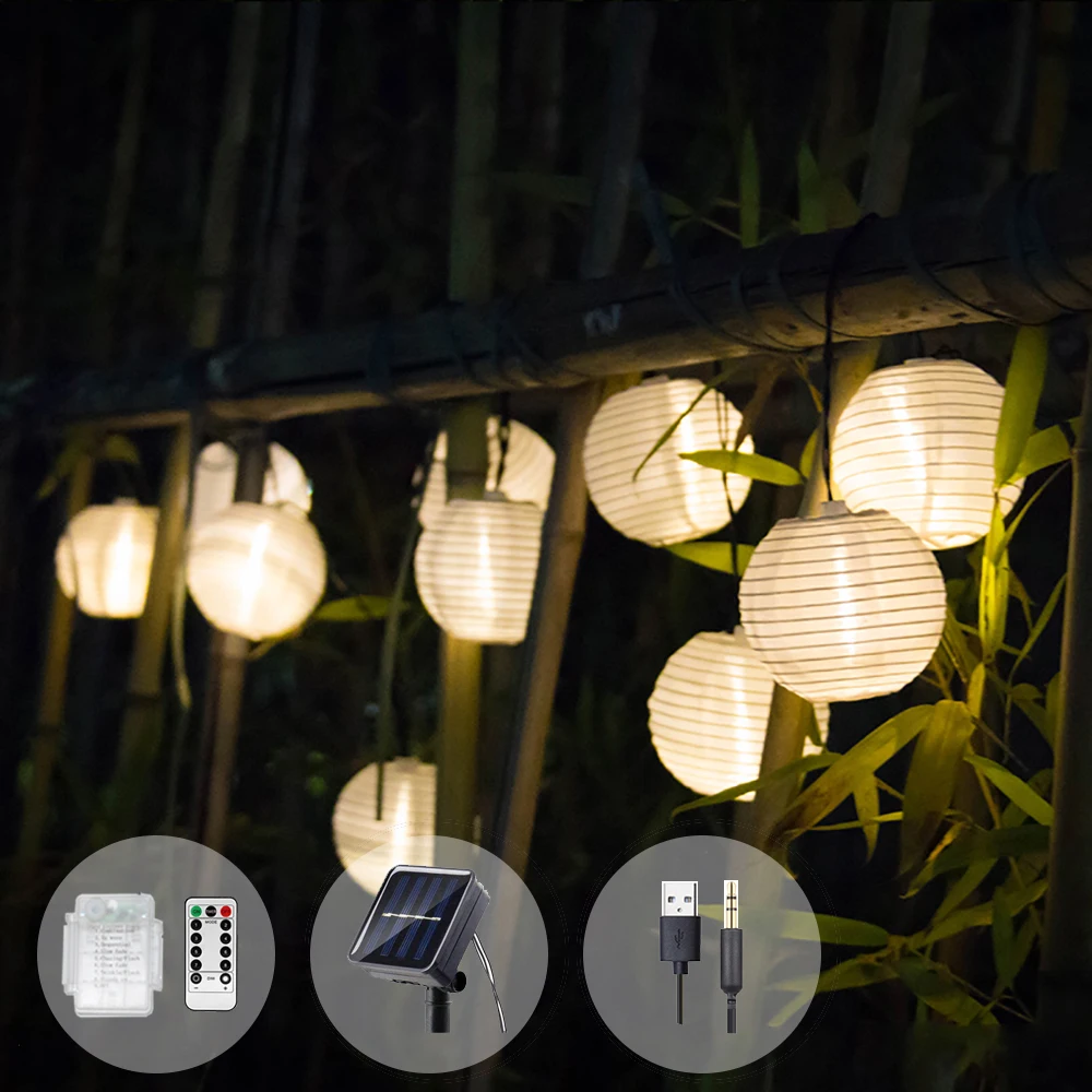 

Lantern Solar Garland String Lights USB AA Battery Fairy Holiday Lights 50LED Lighting String Garden for Outdoor,Indoor Lighting