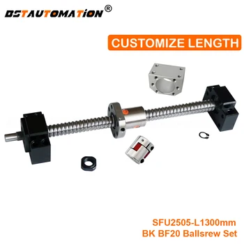 

2505 Ballscrew 1300mm ball screw with SFU2505 Single Nut DSG25H bracket BK20 BF20 Support 14mm Jaw Coupler for CNC parts