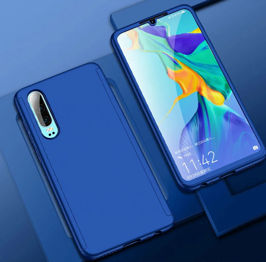 Роскошный 360 Полный чехол для телефона huawei P20 Lite P30 Pro mate 30 20 10 Lite Pro защитный чехол для Honor 8X10 Lite 20 Pro - Цвет: Blue