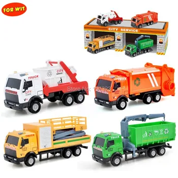 

4pcs/set Speed Play Trucks, City Service Alloy Car Models, Chinese Power Engineering Rescue Sanitation Cleaning Garbage Vehicles