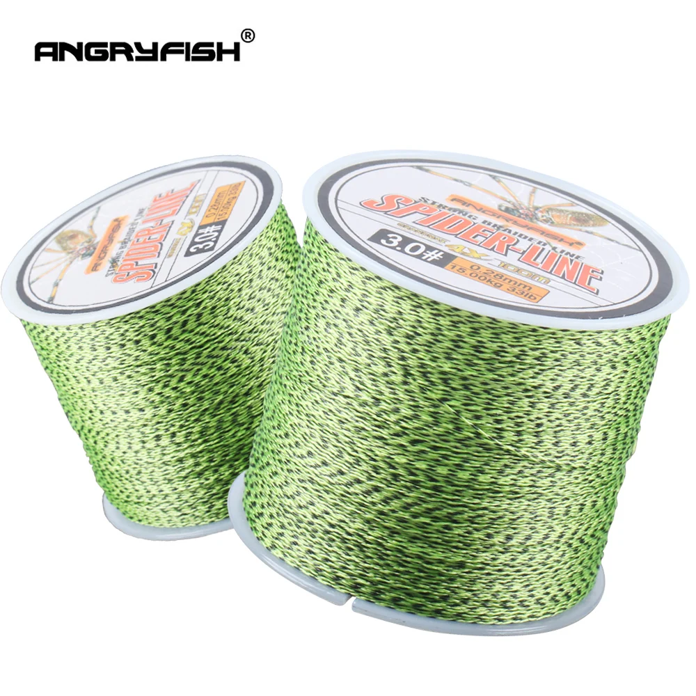 Spider-Line Series 100m PE Braided Fishing Line Camouflag 4 Strands 20-  220LB Multifilament Fishing Line yellow 0.14mm-18LB 