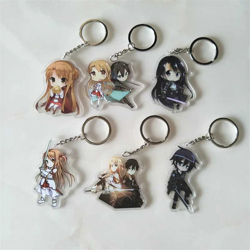 10 шт./лот акриловый брелок в стиле аниме Sword Art Online SAO Kirigaya Kazuto Yuuki Asuna двусторонний
