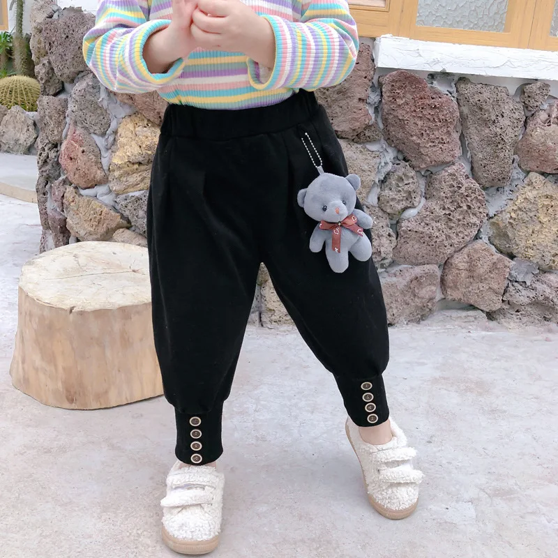 Xingtiandui/От 1 до 6 лет; Детские Плюшевые повседневные брюки; сезон осень-зима; Новинка; модные Универсальные утепленные штаны в Корейском стиле для маленьких девочек
