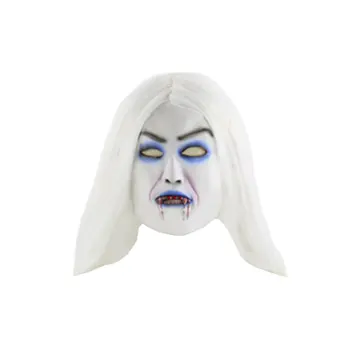 

White Hair Bleeding Witch Halloween Christmas Performance Props Latex Terrorist Ghost Soft Mask Headgear