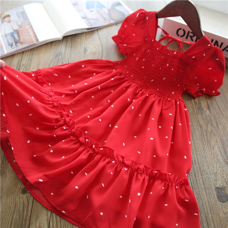Baby Girl Summer Dress Kids Girls Polka Dot Dress Elastic Dress for