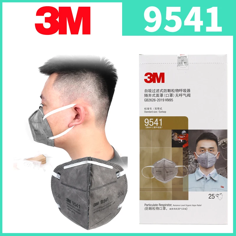 

25pcs/Lot 3M KN95 Mask 9541 Dust Mask Activated Carbon 3M Respirator Disposable Particulate Masks Individual Pack 3M Authentic