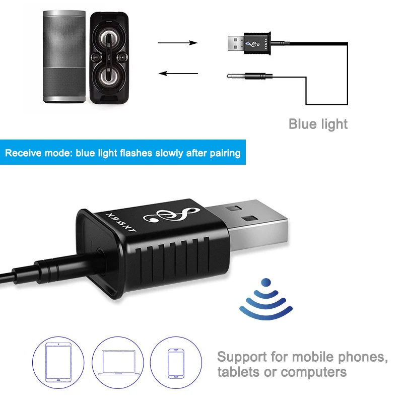 2 in 1 Audio Receiver Mini Transmitter 5.0 Bluetooth 3.5mm AUX Stereo Bluetooth Transmitter for Car PC TV Wireless Adapter Hi 88