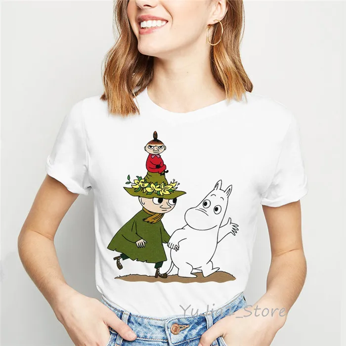 Y81607 Лето Харадзюку kawaii Little My Moomin принт Забавные футболки женская модная футболка белая футболка femme милые топы одежда - Цвет: Y81607