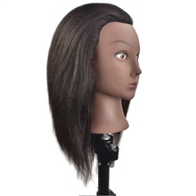 Афро женское обучение на манекене головы с 35 см длинные смешивания человеческих волос для красоты школы обучения и парикмахерской практики