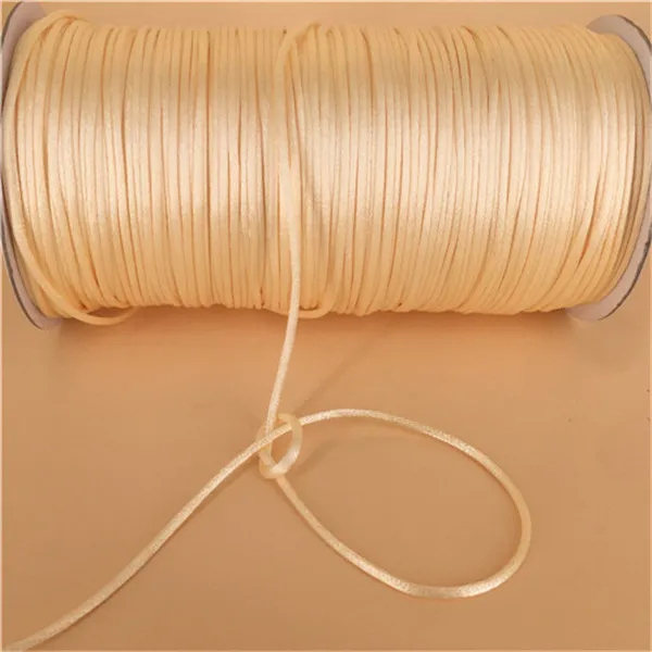 2MM  Chinese Knot Line Cord Silk Satin Nylon Cord 35colors for DIY String Necklace Bracelets 20meters Lot Cream A029