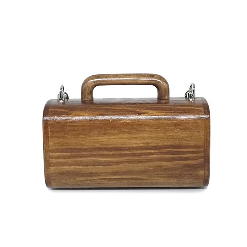 Ретро цепь коробка дизайн, сумка-мессенджер для Для женщин ручной работы деревянные сумочки Для женщин Роскошные театральные сумочки изящное цельное дерево клатч