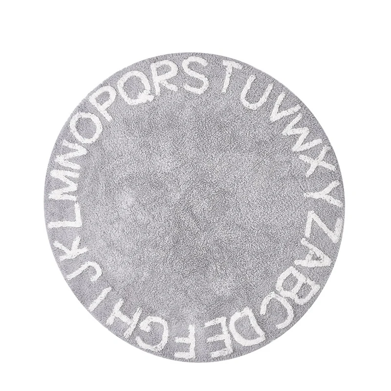 

Abc Alphabet Kids Crawling Play Mat - Super Soft Knitting Educational Washable Area Rugs Round 120CM Diameter