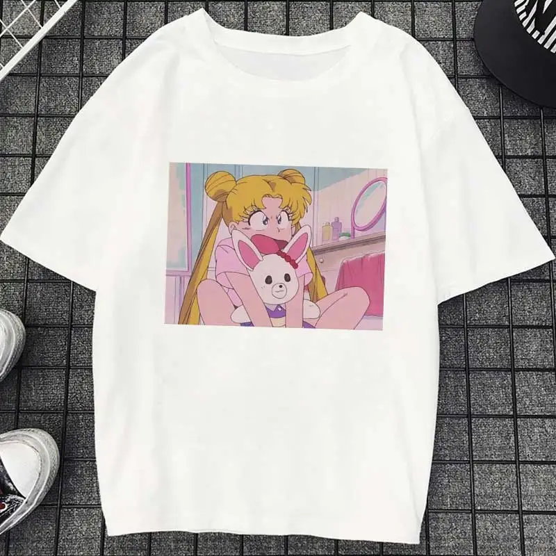 Camiseta Mujer Women Clothes 2020 Summer Thin Section T Shirt Sailor Moon Fashion Print Vogue Harajuku Aesthetic Girls T-shirt