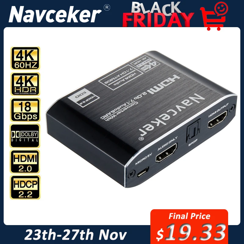 2020 Best ARC HDMI 2.0 Audio Extractor 4K 60Hz