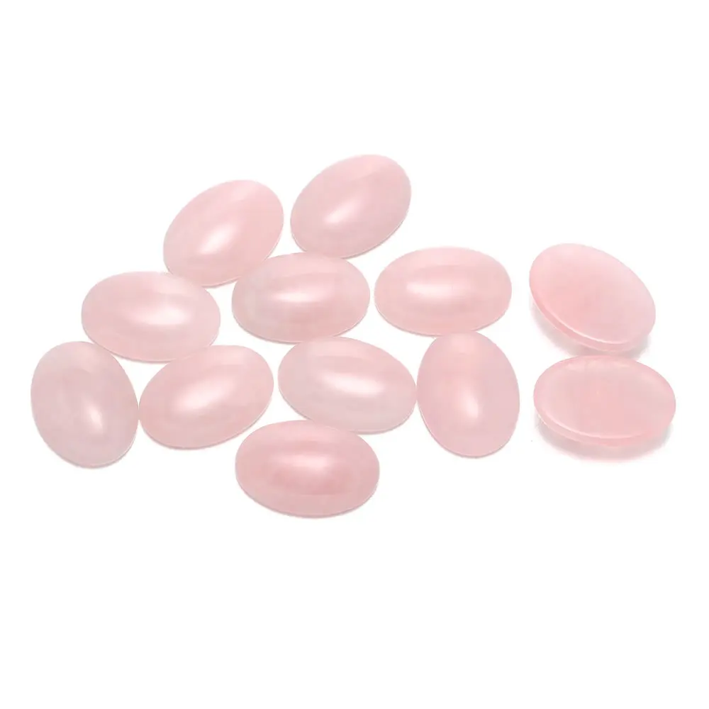 100pcs Natural Stone Egg Shape Rose Quartzs Cabochon Loose Beads for Jewelry Making DIY Bracelets Necklace Rings Accessories