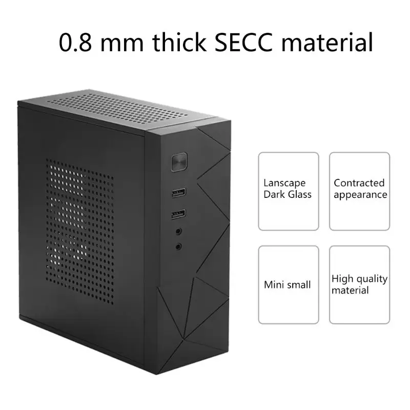 JX01 SECC Mini ITX HTPC Chassis Usb2.0 Game Computer Case Box Desktop PC Enclosure Black